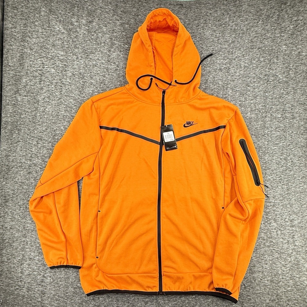 Nike Tech Fleece Full Zip Hoodie & Jogger Set Orange Black 3XL NWT 724402